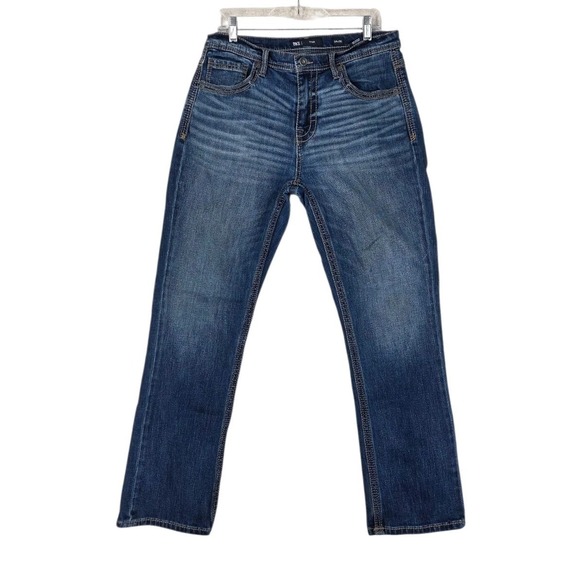 BKE Buckle Tyler Blue Jeans Mens 34x30 Stretch Straight Whiskered (32x30) - Picture 12 of 12